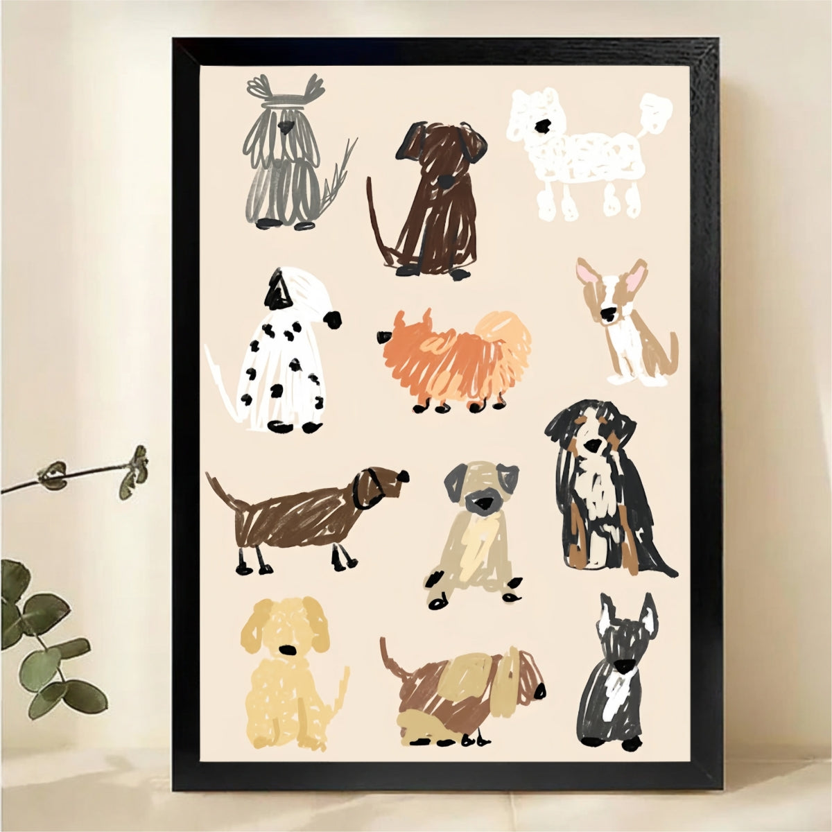 Dog Breeds Art Print - Whimsical Illustrated Dog Poster|W1221