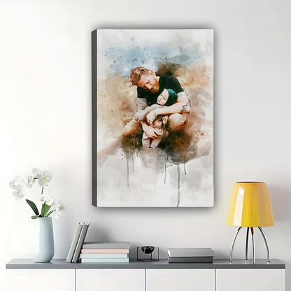 Custom Watercolor Portrait from Photo - Personalized Canvas Wall Art