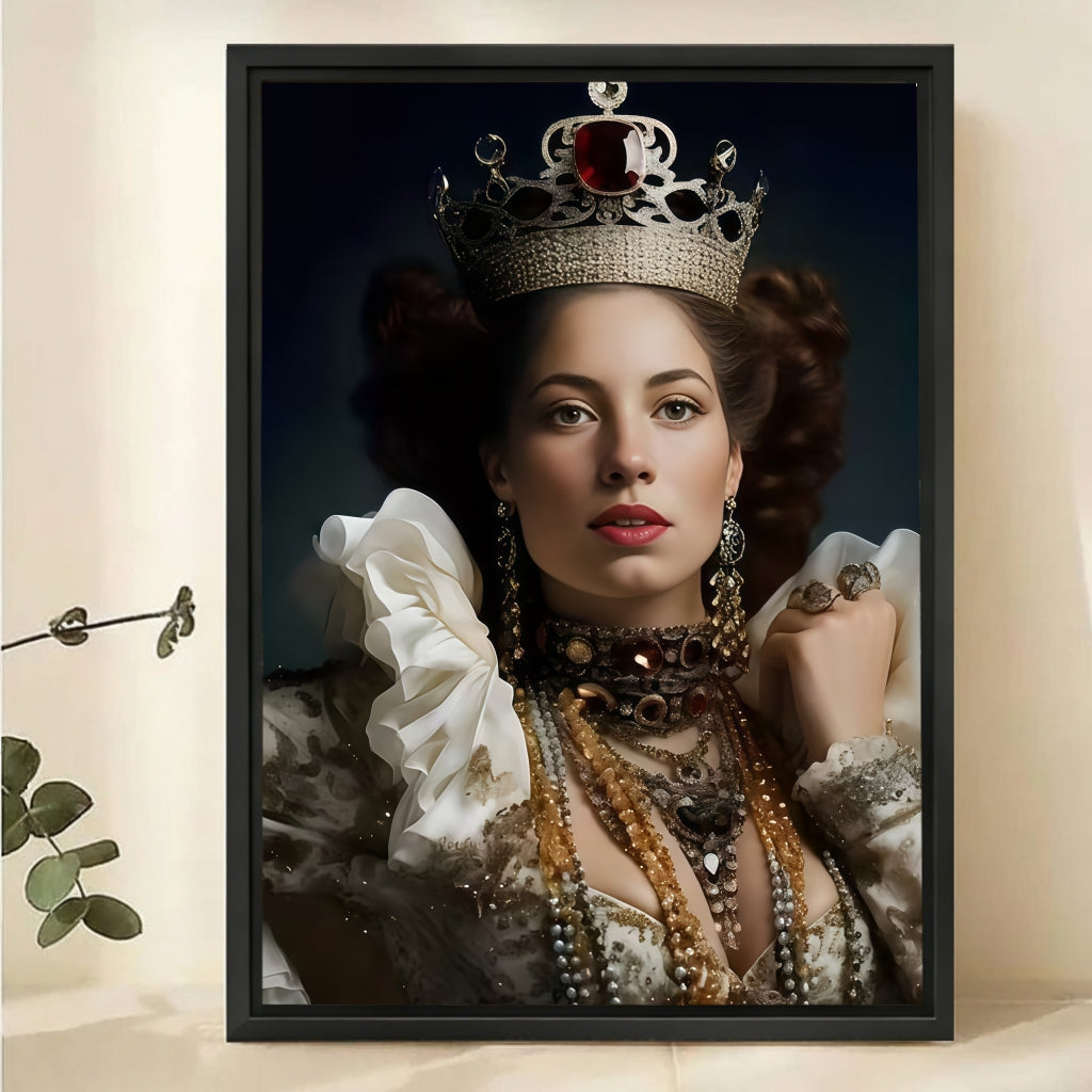 Custom Royal Queen Portrait from Photo - Elegant Canvas Art