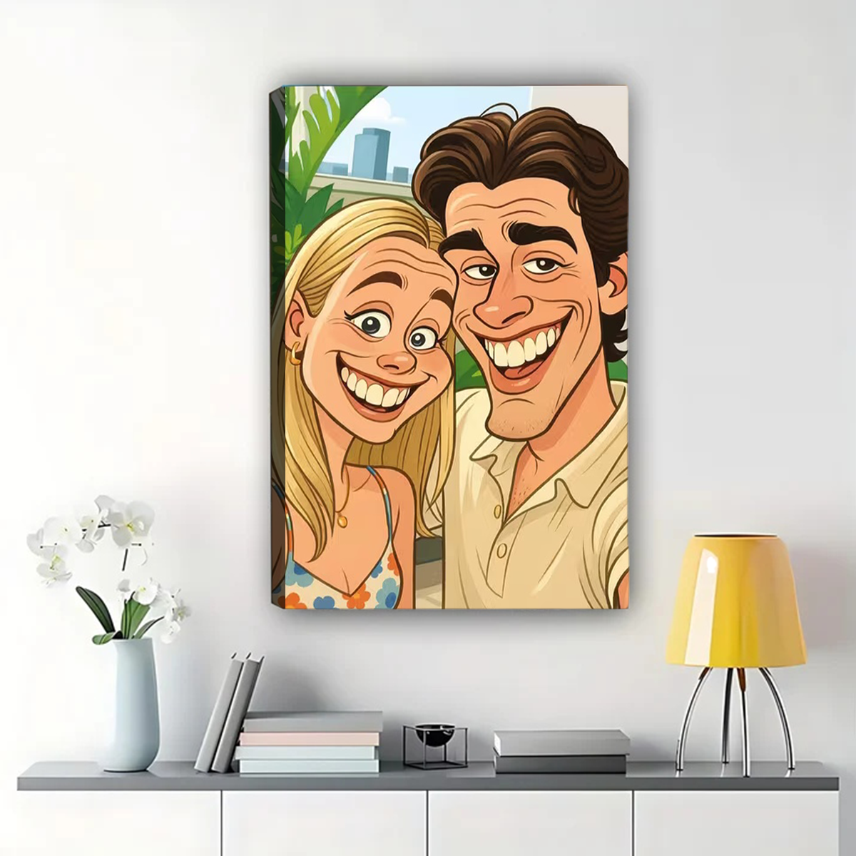 Custom Cartoon Family Portrait from Photo - Personalized Canvas Art