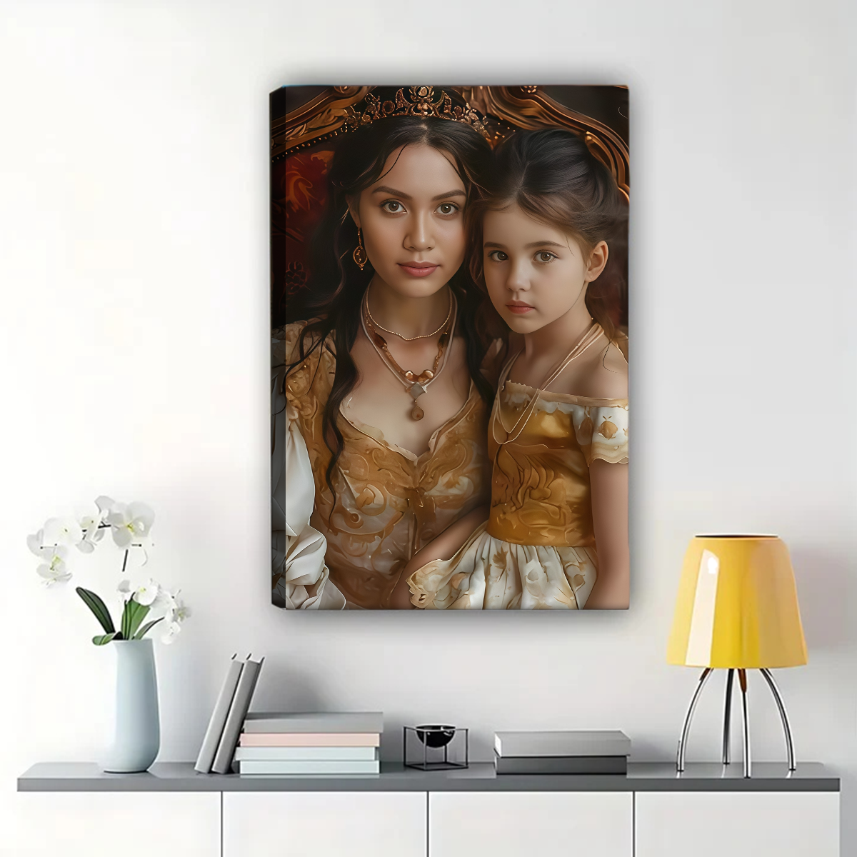 Custom Mother Daughter Portrait - Royal Renaissance Canvas Art