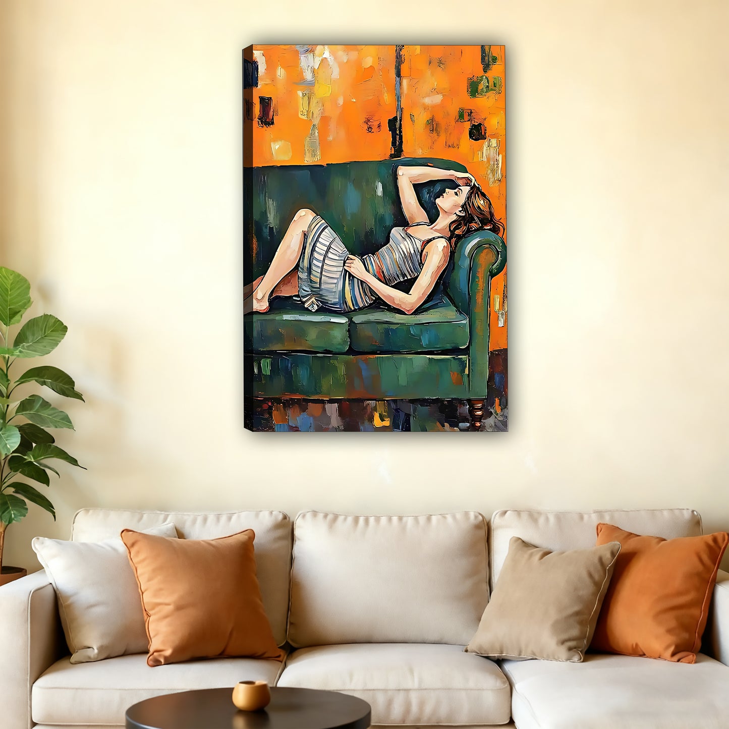 W410 Natural Wood Grain Canvas Decorative Painting – High-Quality Abstract Art | Ideal for Living Rooms and Offices