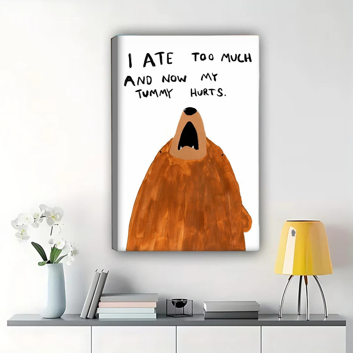 I Ate Too Much Bear Wall Art - Funny Kitchen Print|W1250