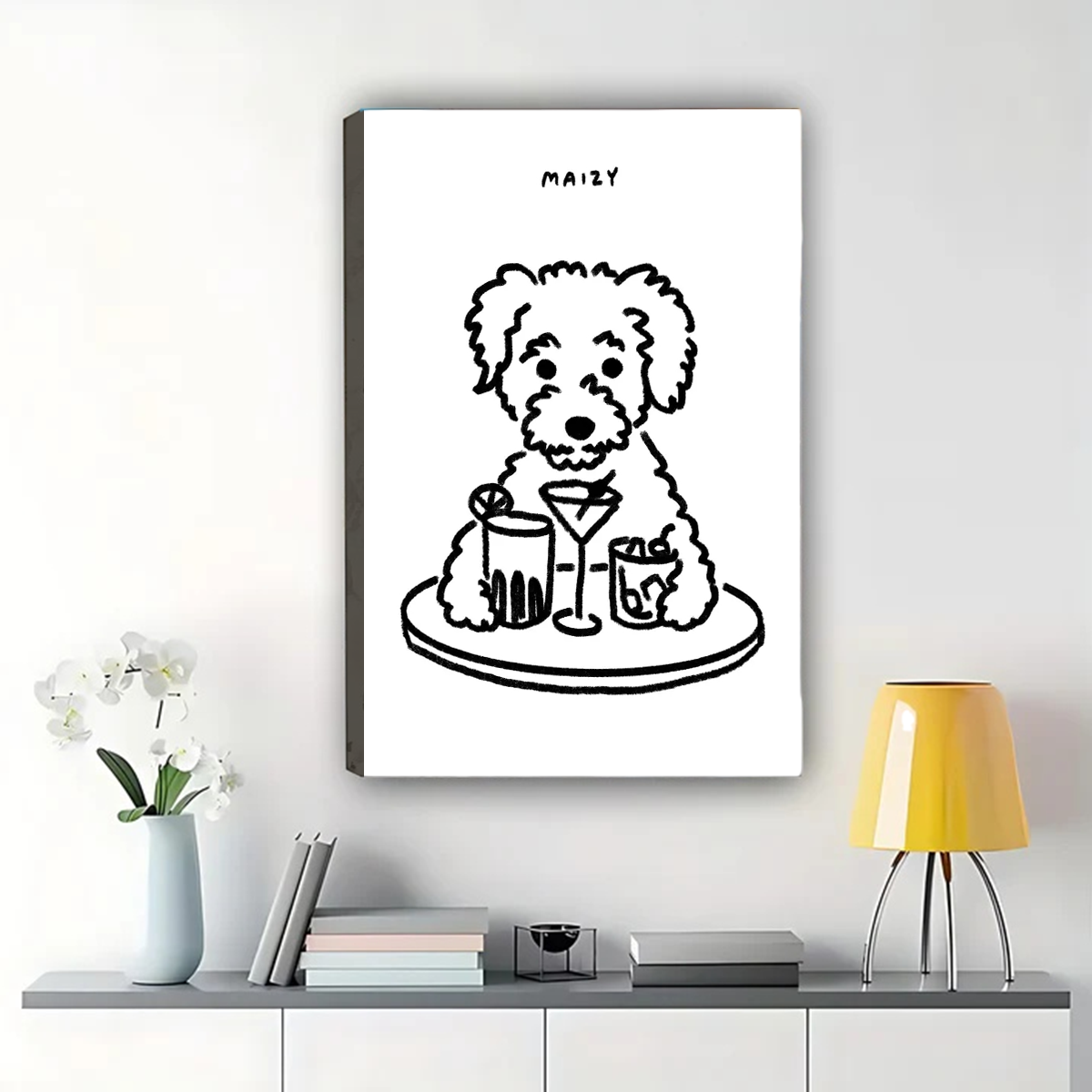 Maizy the Dog Art Print – Funny Cocktail Dog Poster|W1441
