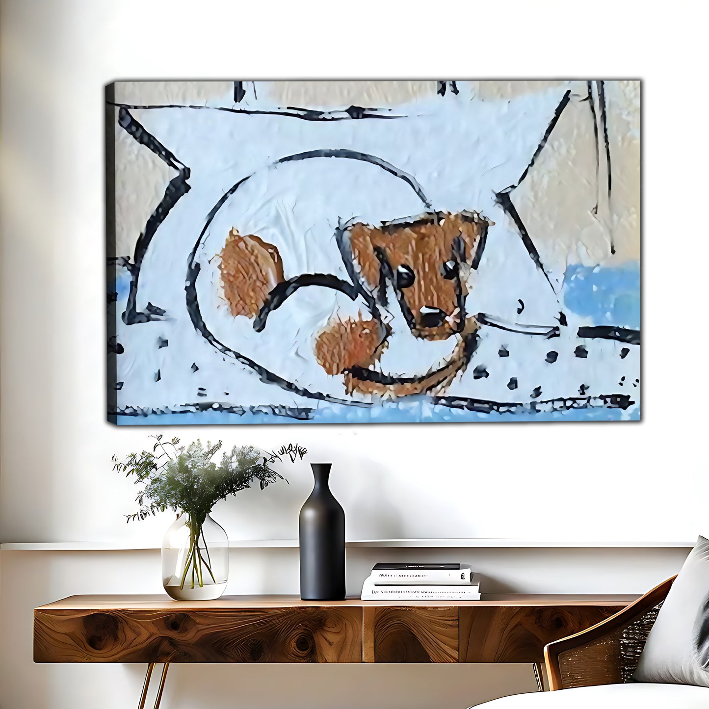 W406 Natural Wood Grain Canvas Decorative Painting – High-Quality Abstract Art | Ideal for Living Rooms and Offices