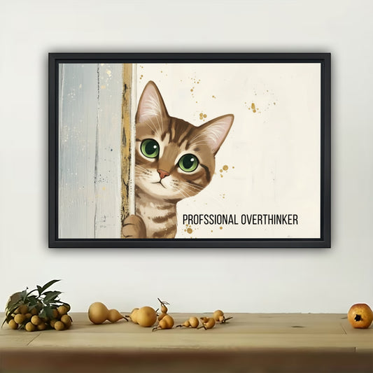 abby Cat Canvas Wall Art - Professional Overthinker Kitten Decor| W543