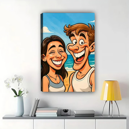 Custom Cartoon Family Portrait from Photo - Personalized Canvas Art
