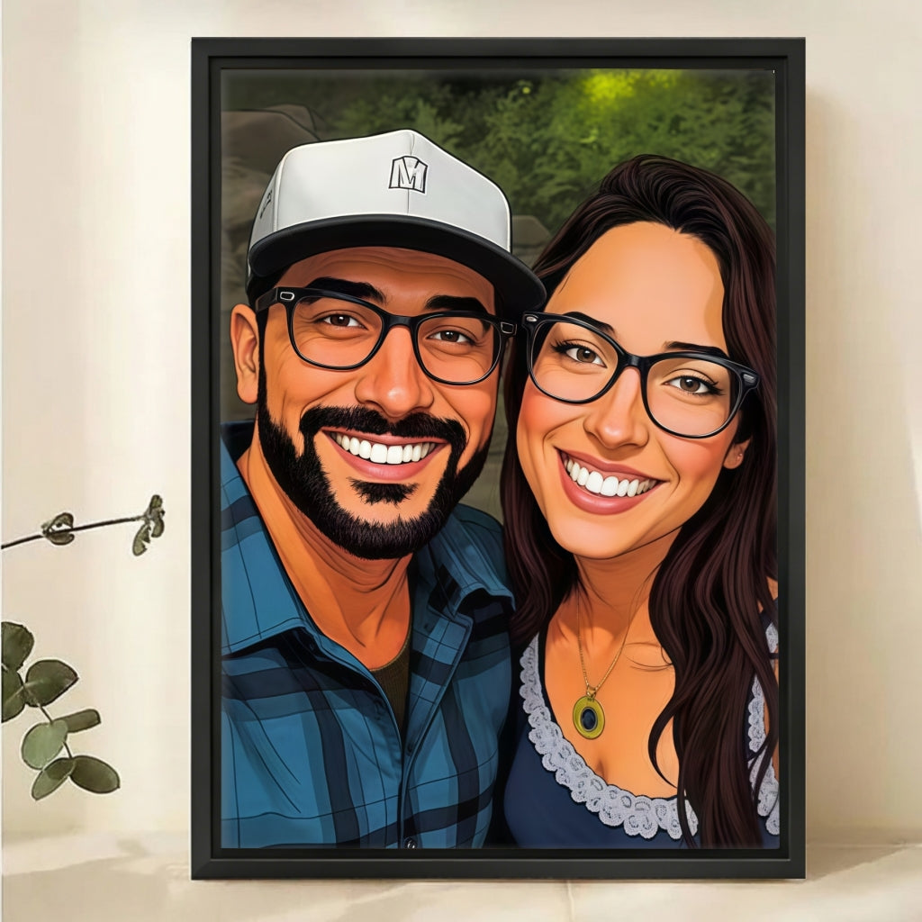 Custom Comic Portrait from Photo - Personalized Cartoon Canvas Art
