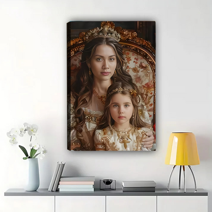 Custom Mother Daughter Portrait - Royal Renaissance Canvas Art