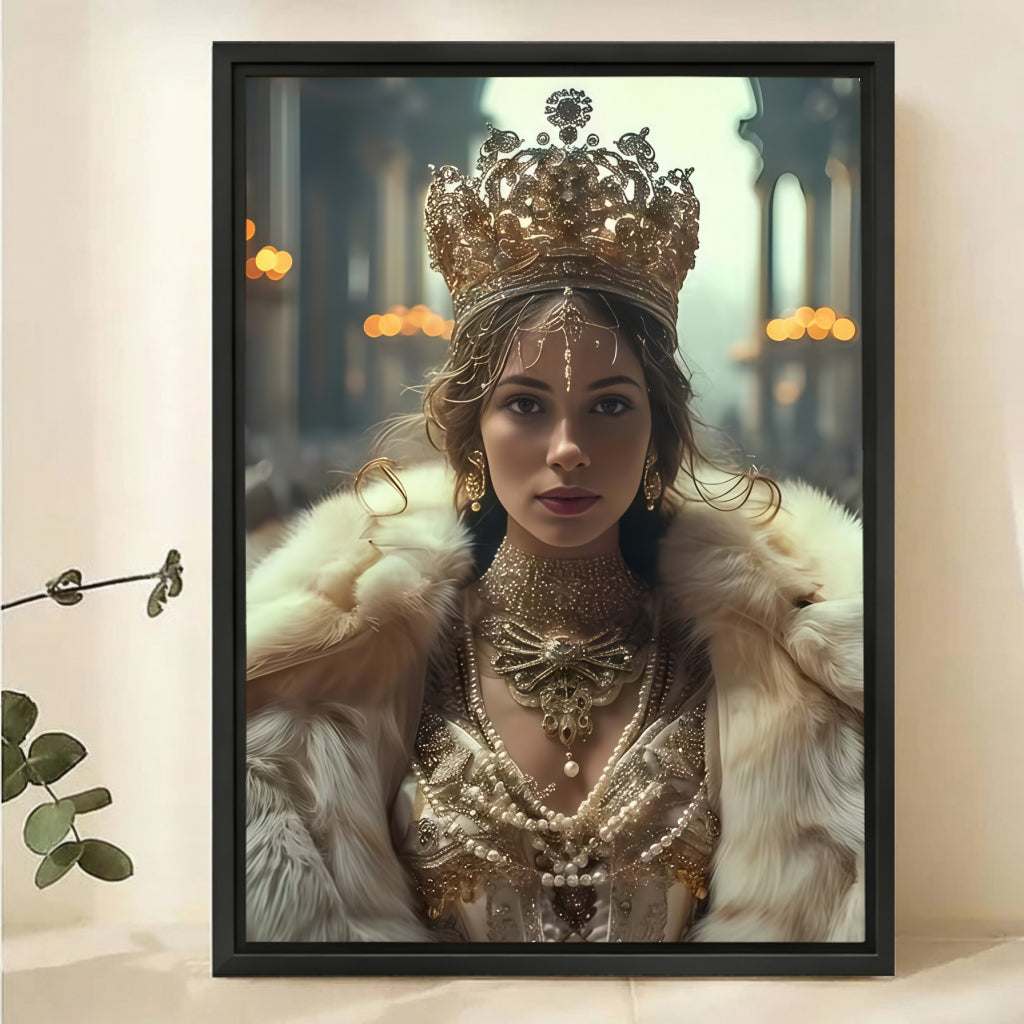 Custom Royal Queen Portrait from Photo - Elegant Canvas Art
