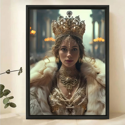 Custom Royal Queen Portrait from Photo - Elegant Canvas Art