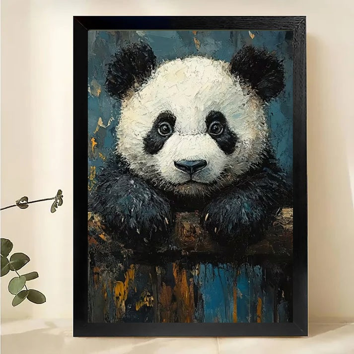 Cute Panda Canvas Wall Art - Baby Panda Bear Nursery Print|W1009