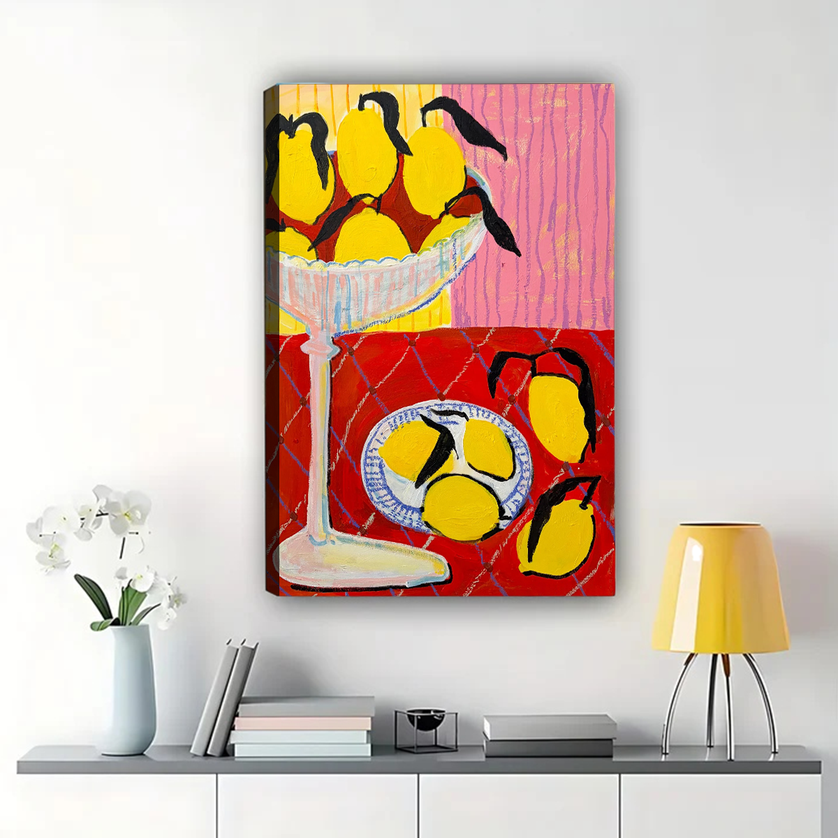 Vibrant Lemon Still Life Wall Art - Bold Modern Print|W1289