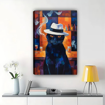 Cool Cat at Bar Wall Art - Bold Abstract Print|W1280
