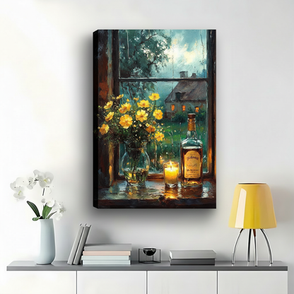 窗台静物画-内绷画布场景-强阴影