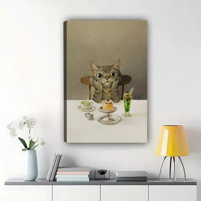 虎斑猫下午茶艺术品画布版本