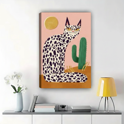 豹纹猫咪与仙人掌画-详情页
