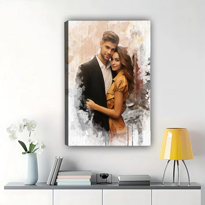 Custom Watercolor Portrait from Photo - Personalized Canvas Wall Art