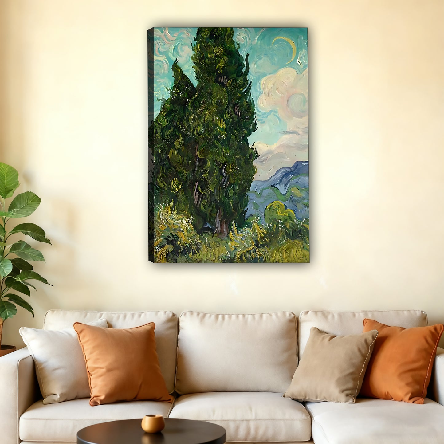 W394 Natural Wood Grain Canvas Decorative Painting – High-Quality Abstract Art | Ideal for Living Rooms and Offices