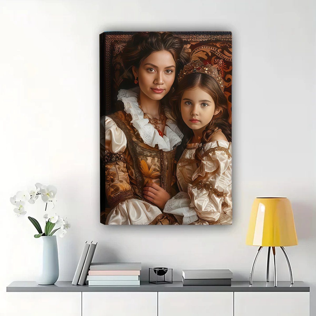 Custom Mother Daughter Portrait - Royal Renaissance Canvas Art