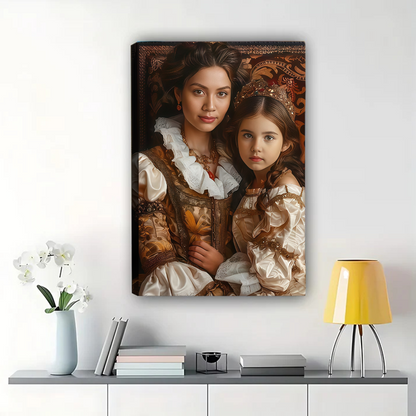 Custom Mother Daughter Portrait - Royal Renaissance Canvas Art