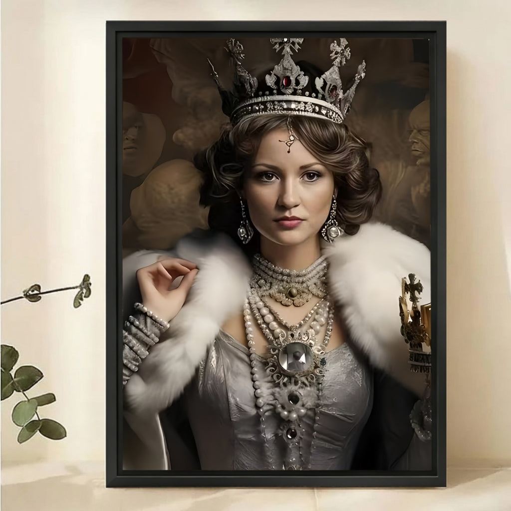 Custom Royal Queen Portrait from Photo - Elegant Canvas Art