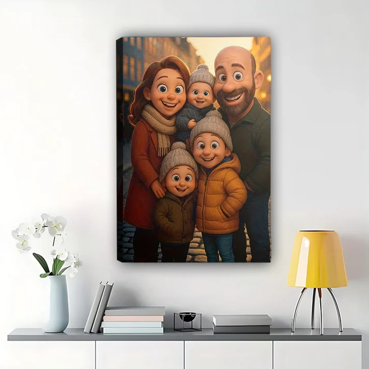 Custom Cartoon Couple Portrait from Photo - Personalized Canvas Art