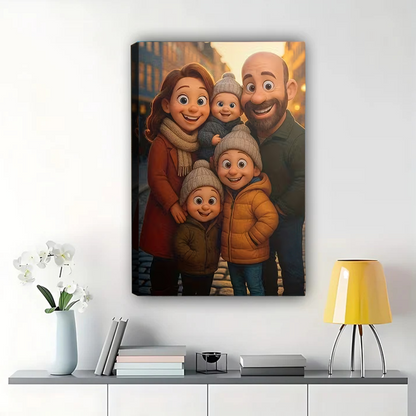 Custom Cartoon Couple Portrait from Photo - Personalized Canvas Art
