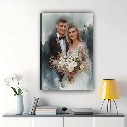 Custom Wedding Watercolor Portrait from Photo - Personalized Canvas