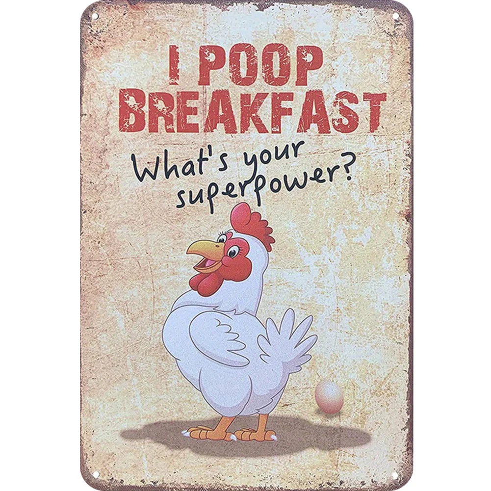 8x12 Cute Chicken Metal Sign – Retro Tin Wall Art for Chicken Lovers & Kitchens | Tin & Time Co. #B004