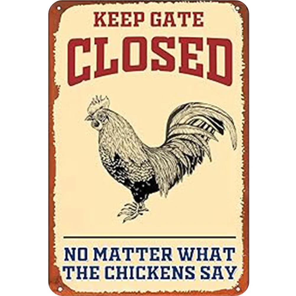 8x12 Cute Chicken Metal Sign – Retro Tin Wall Art for Chicken Lovers & Kitchens | Tin & Time Co. #B005