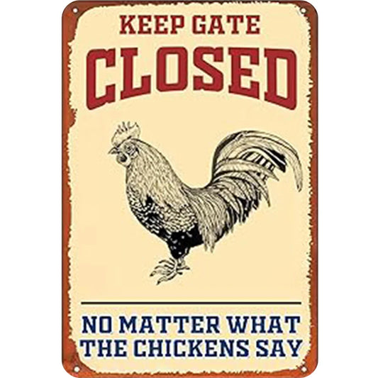 8x12 Cute Chicken Metal Sign – Retro Tin Wall Art for Chicken Lovers & Kitchens | Tin & Time Co. #B005