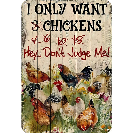 8x12 Cute Chicken Metal Sign – Retro Tin Wall Art for Chicken Lovers & Kitchens | Tin & Time Co. #B008