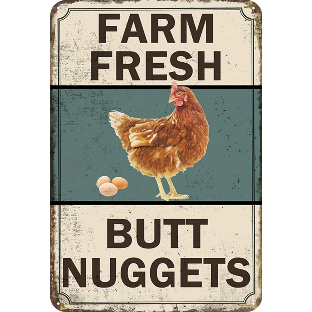 8x12 Cute Chicken Metal Sign – Retro Tin Wall Art for Chicken Lovers & Kitchens | Tin & Time Co. #B009
