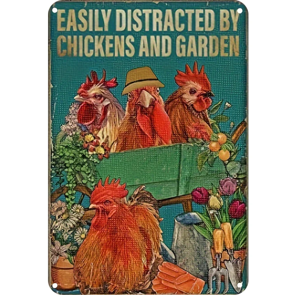 8x12 Cute Chicken Metal Sign – Retro Tin Wall Art for Chicken Lovers & Kitchens | Tin & Time Co. #B013
