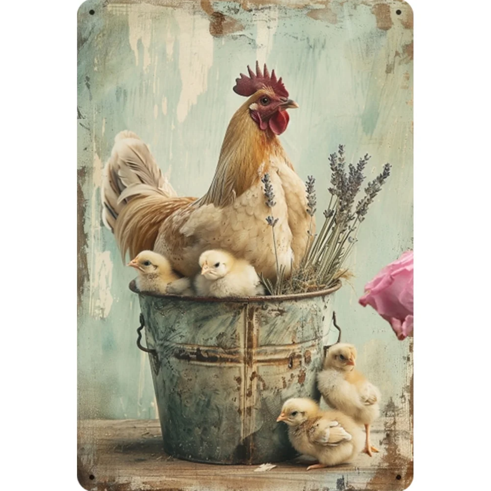 8x12 Cute Chicken Metal Sign – Retro Tin Wall Art for Chicken Lovers & Kitchens | Tin & Time Co. #B025