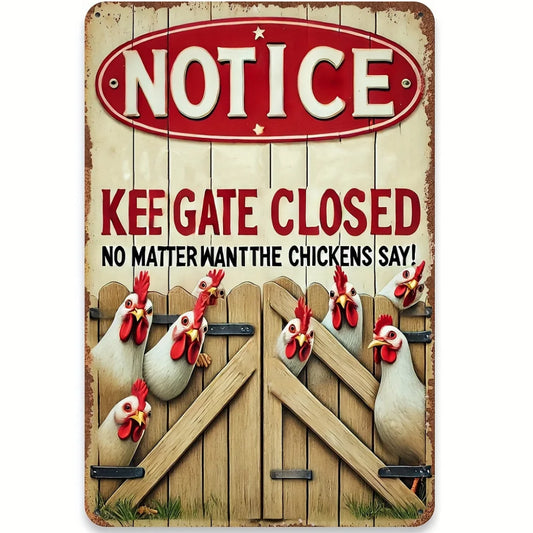 8x12 Cute Chicken Metal Sign – Retro Tin Wall Art for Chicken Lovers & Kitchens | Tin & Time Co. #B026