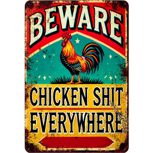 8x12 Cute Chicken Metal Sign – Retro Tin Wall Art for Chicken Lovers & Kitchens | Tin & Time Co. #B031
