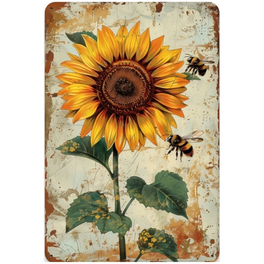 8x12 Beautuiful Flower Metal Sign – Vintage Tin Wall Art for Flower Lovers & Homes | Tin & Time Co. #C002