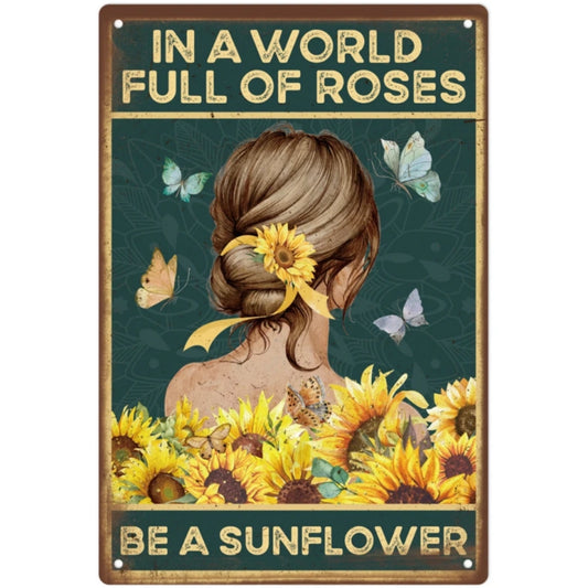 8x12 Beautuiful Flower Metal Sign – Vintage Tin Wall Art for Flower Lovers & Homes | Tin & Time Co. #C006