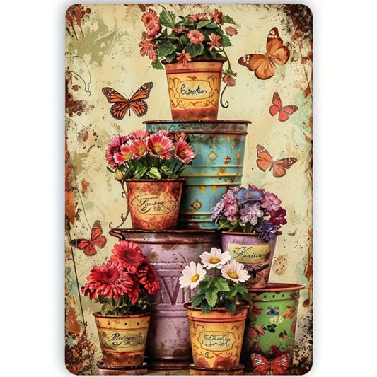 8x12 Beautuiful Flower Metal Sign – Vintage Tin Wall Art for Flower Lovers & Homes | Tin & Time Co. #C013
