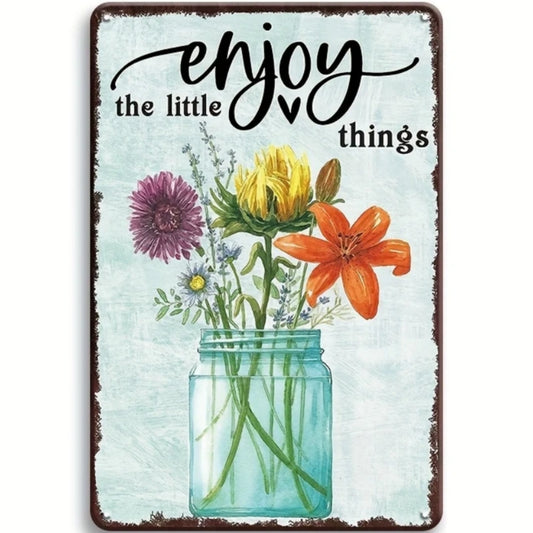 8x12 Beautuiful Flower Metal Sign – Vintage Tin Wall Art for Flower Lovers & Homes | Tin & Time Co. #C017
