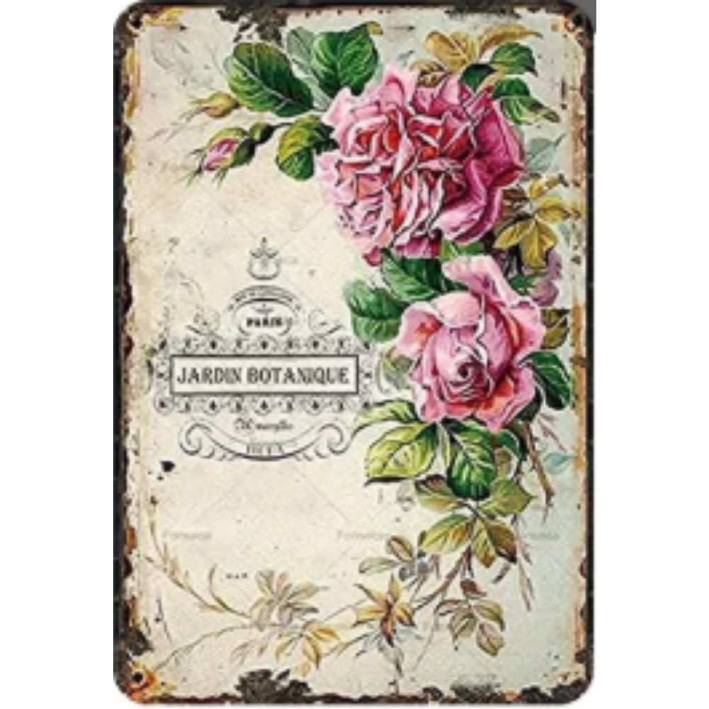 8x12 Beautuiful Flower Metal Sign – Vintage Tin Wall Art for Flower Lovers & Homes | Tin & Time Co. #C018