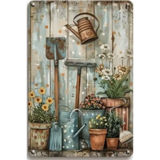 8x12 Beautuiful Flower Metal Sign – Vintage Tin Wall Art for Flower Lovers & Homes | Tin & Time Co. #C020