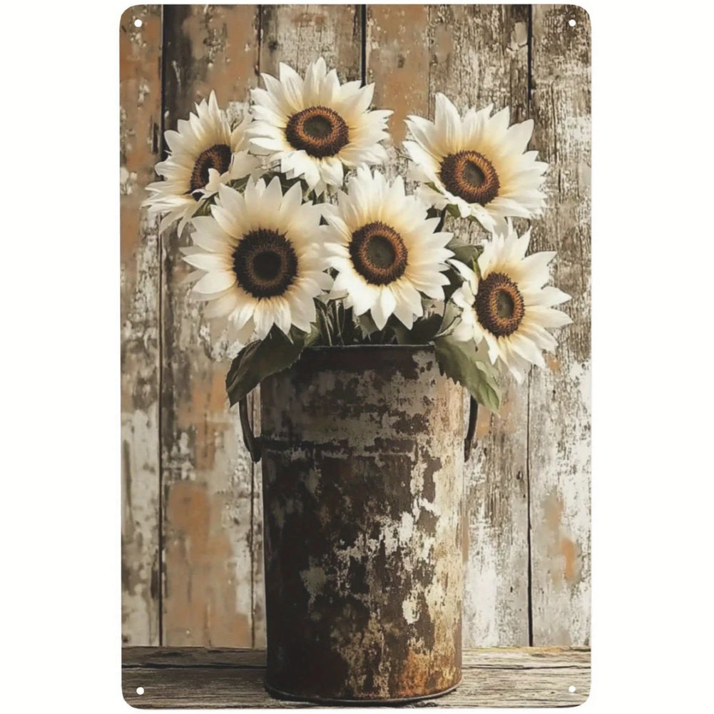 8x12 Beautuiful Flower Metal Sign – Vintage Tin Wall Art for Flower Lovers & Homes | Tin & Time Co. #C022