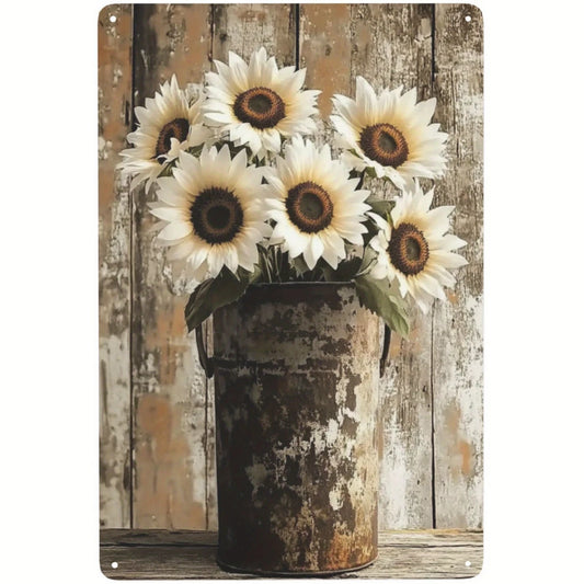 8x12 Beautuiful Flower Metal Sign – Vintage Tin Wall Art for Flower Lovers & Homes | Tin & Time Co. #C022