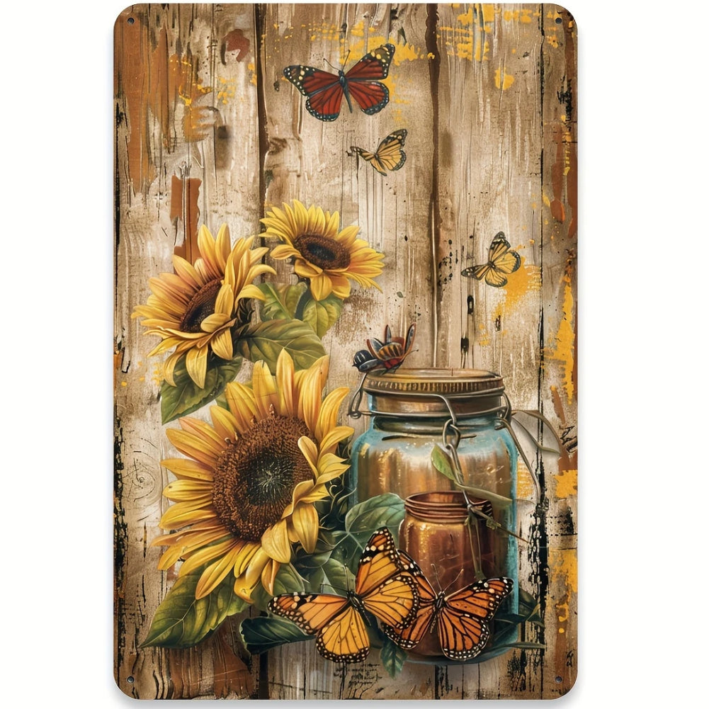 8x12 Beautuiful Flower Metal Sign – Vintage Tin Wall Art for Flower Lovers & Homes | Tin & Time Co. #C027