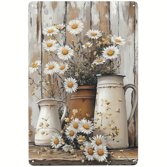 8x12 Beautuiful Flower Metal Sign – Vintage Tin Wall Art for Flower Lovers & Homes | Tin & Time Co. #C030