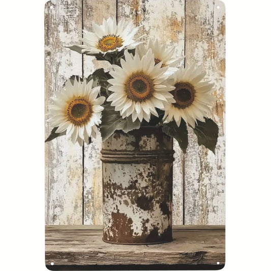 8x12 Beautuiful Flower Metal Sign – Vintage Tin Wall Art for Flower Lovers & Homes | Tin & Time Co. #C032