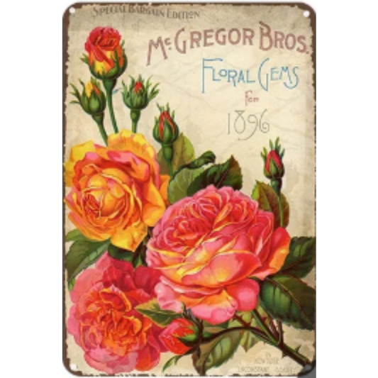 8x12 Beautuiful Flower Metal Sign – Vintage Tin Wall Art for Flower Lovers & Homes | Tin & Time Co. #C034